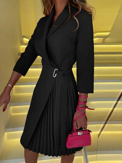 Robe de soirée imprimée à carreaux à manches trois-quarts pour femmes, col en V, dame de bureau, mode pour dames, streetwear d'automne, livraison directe, nouveau