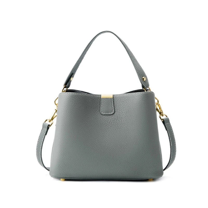 Hifashion 100% vache en cuir véritable seau épaule sacs à bandoulière pour femmes 2025 luxe concepteur large sangle fourre-tout dames sacs à main