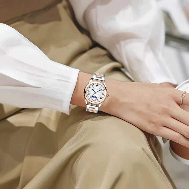 Montre femme élégante haut de gamme luxe Vintage montres pour femmes ronde dames horloge à main véritable CD ou boucle papillon