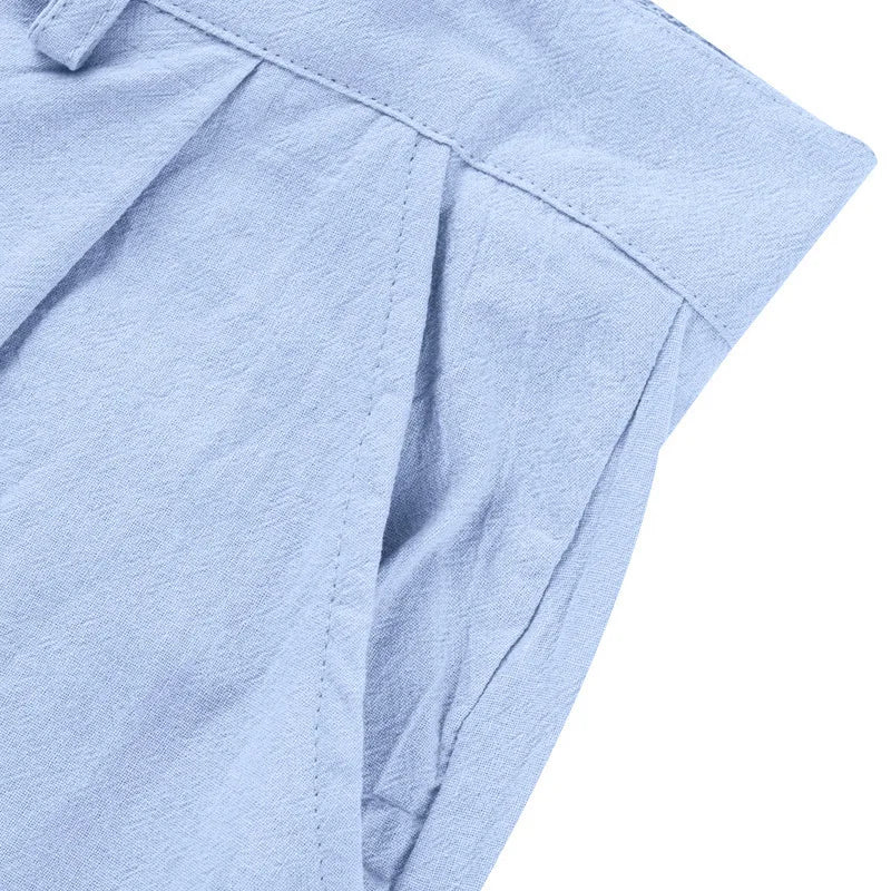 BERAKAH SUPRÊME – pantalon de costume décontracté en lin pour hommes, couleur unie, nouvelle mode, pantalon de plage à jambes larges, européen et américain