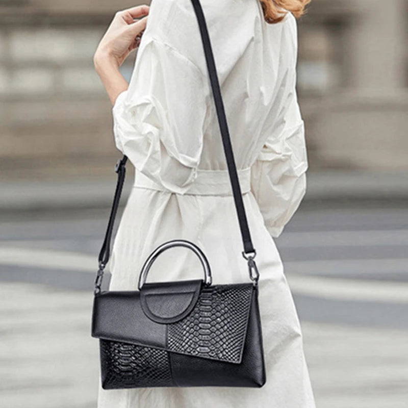 Sac à bandoulière en cuir synthétique PU pour femmes, sac à main et bourse à rabat à motif d'alligator pour dîner de mariage décontracté