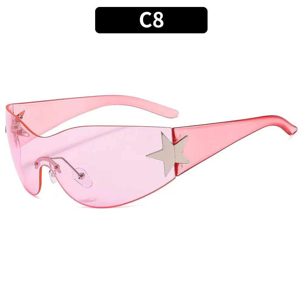 Lunettes de soleil Punk Y2K pour femmes et hommes, tendance, enveloppantes, nuances, décoration étoile, UV400, 2025