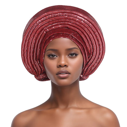 Casquette Turban plissée pour femmes africaines déjà fabriquées Auto Gele femme bandeau Nigeria dame chapeaux chapeau fête de mariage chapeaux
