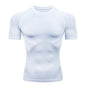 Hommes Compression course t-shirt Fitness serré à manches courtes t-shirt formation Jogging chemises vêtements de sport séchage rapide Rashgard