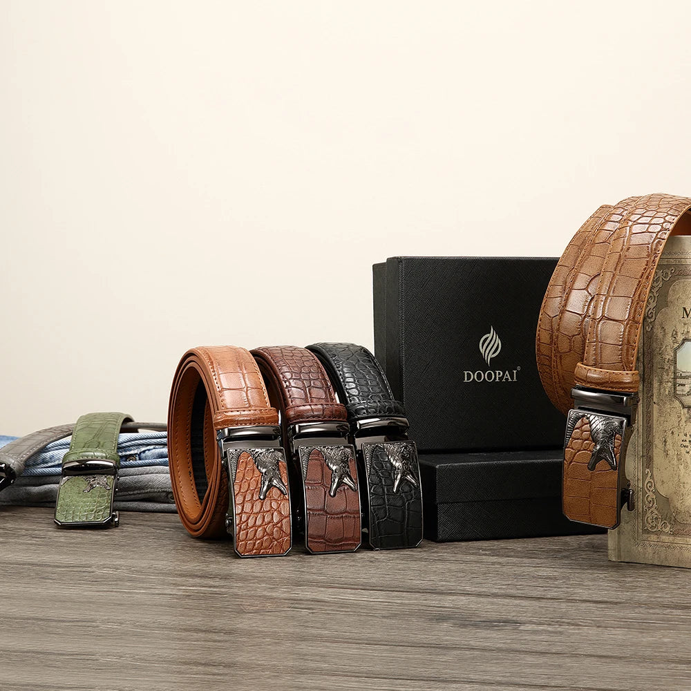 Ceinture en cuir PU pour hommes, ceinture à boucle automatique à la mode pour les affaires populaires, ceinture masculine de haute qualité