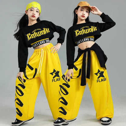 Ensemble de vêtements Hip Hop pour filles, haut court K-pop, pantalon cargo, cardigan de danse de rue pour enfants, streetwear pour enfants, groupe de filles, vêtements de jazz, mode