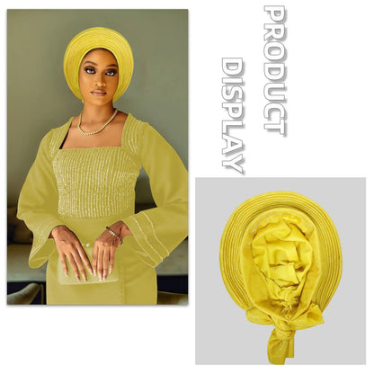 Casquette Turban plissée pour femmes africaines déjà fabriquées Auto Gele femme bandeau Nigeria dame chapeaux chapeau fête de mariage chapeaux