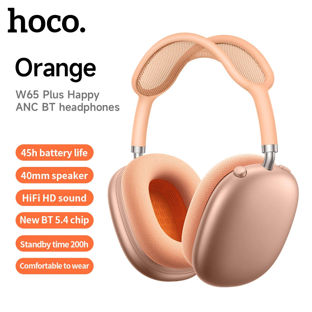 HOCO W65 Plus ANC réduction du bruit Bluetooth casque sur l'oreille sans fil grand écouteur Hifi sons Sport casques avec bouton