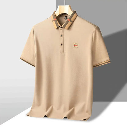 Marque de luxe logo polo à manches courtes hommes été nouveau haut de gamme en soie coton respirant Paul T-shirt mode décontracté vêtements pour hommes