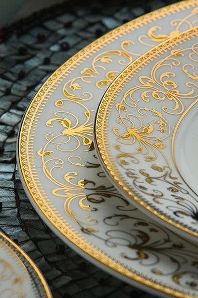 Assiettes et plats en porcelaine tendre, plats de buffet en céramique pour la fête, chargeurs d'assiettes, ensemble de 2 pièces, 8 + 10 pouces