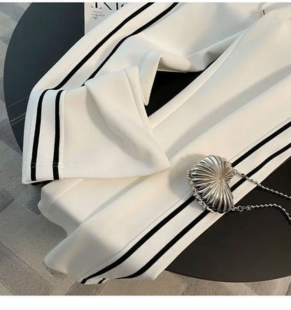 Printemps et automne haut de gamme sport décontracté ensemble femmes Western col en v haut pantalon à jambes larges deux pièces Setj Uicy Corture survêtement