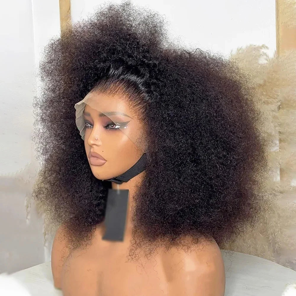 Perruque Lace Front Wig synthétique lisse et crépue, 26 pouces, douce et longue, noire naturelle, avec cheveux de bébé, pre-plucked, sans colle, pour femmes, quotidien