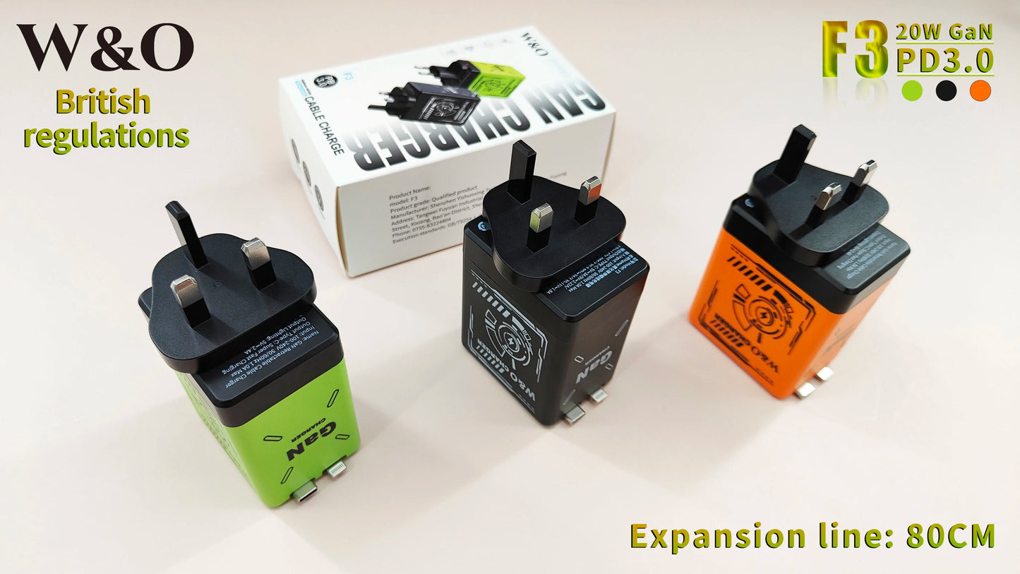 W&O GaN Câble de charge rapide 20 W Type C et câble en silicone liquide Lightning pour iPhone 14 15 Pro Max Xiaomi Realme Redmi ﻿