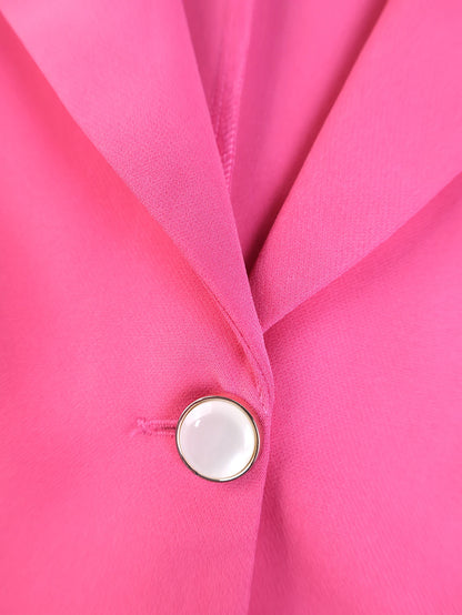 Ensemble 2 pièces pour femmes, blazer péplum rose, jupe ajustée avec détails de boutons, parfait pour les réunions de bureau ou les événements d'affaires