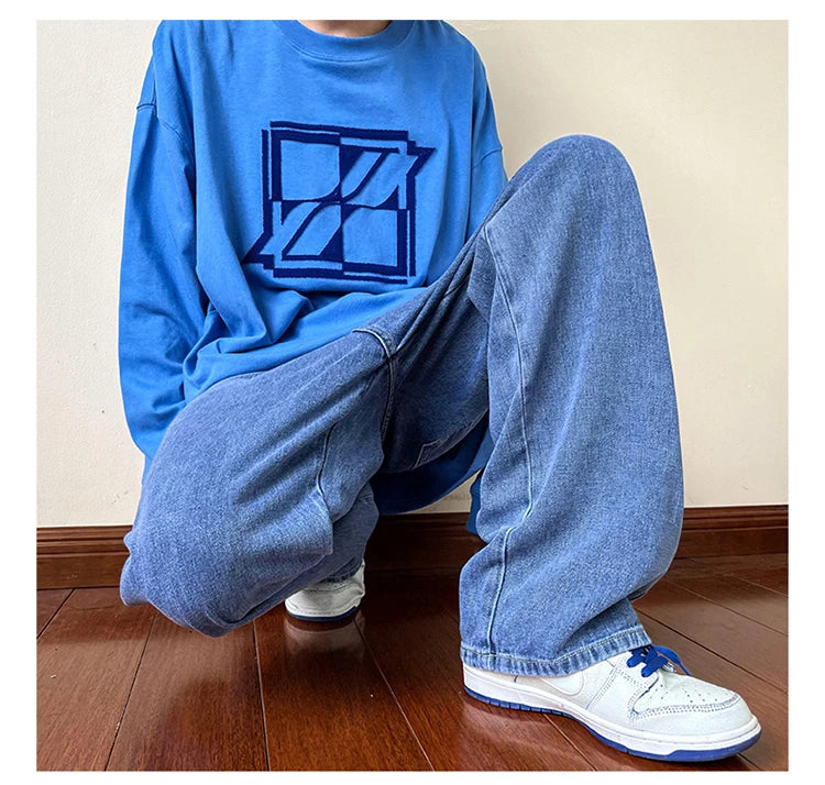 LAPPSTER-Jean baggy en denim pour homme et femme, pantalon droit, vintage, décontracté, hip hop, sarouel, collection 2023