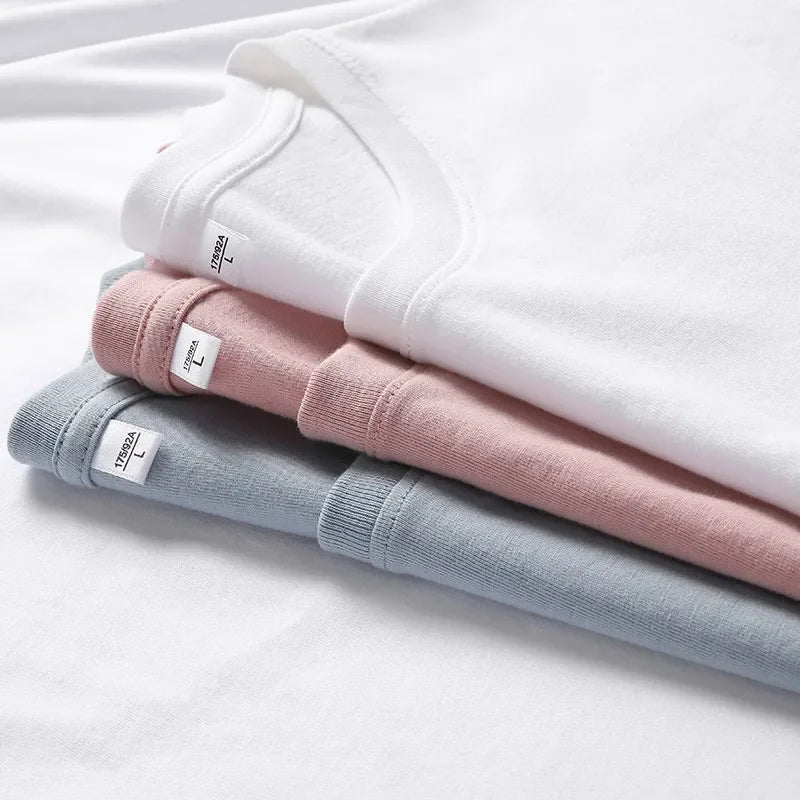 T-shirt manches courtes homme, uni et décontracté, 100% coton, 12 pièces, été