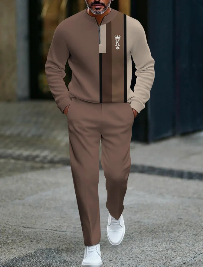 Ensemble pantalon Long à manches longues pour hommes, demi-fermeture éclair imprimée en 3D, fermeture à glissière, ajustement confortable, tenue décontractée à la mode, nouvelle collection 2025