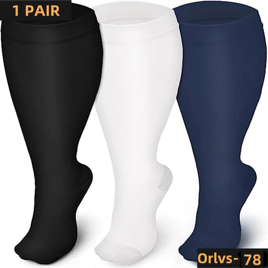 2XL-7XL grande taille chaussettes de Compression couleur unie femmes hommes sport course Yoga taille supplémentaire gros chaussette pour sport Fitness perte de poids