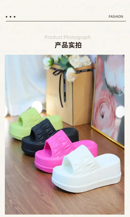 Sandales d'été à talons hauts de 7 cm pour femmes, mules à talons épais, tongs EVA, chaussures de maison, pantoufles à plateforme d'extérieur, nouvelle collection