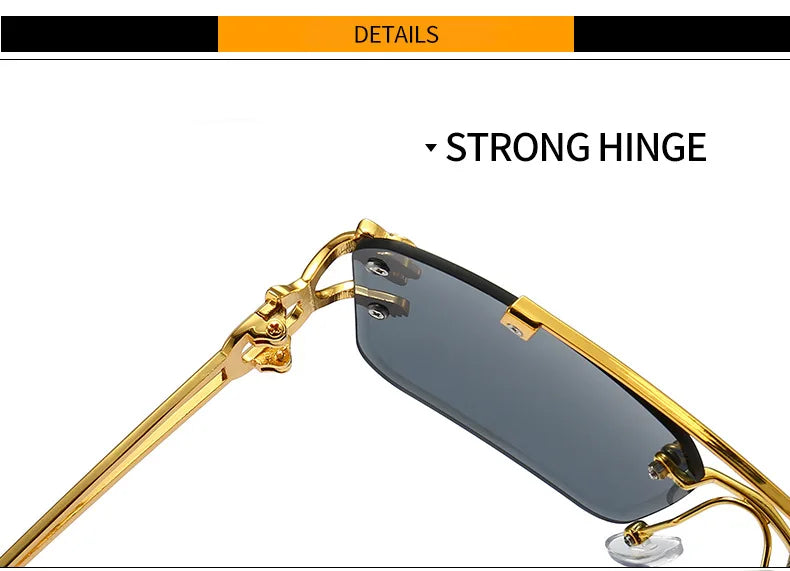 KAMMPT Vintage lunettes de soleil sans monture hommes femmes mode surdimensionné carré nuances lunettes nouveau Double pont dégradé UV400 lunettes de soleil