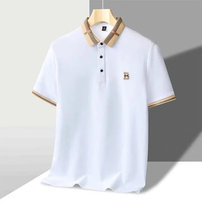 Marque de luxe logo polo à manches courtes hommes été nouveau haut de gamme en soie coton respirant Paul T-shirt mode décontracté vêtements pour hommes