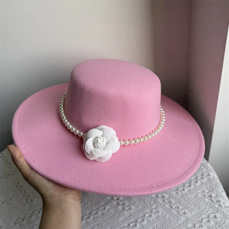 Chapeau Fedora de Style français pour femmes, chapeau en feutre à bord large de 10CM, Derby d'hiver et d'automne, chapeaux de Jazz de mariage