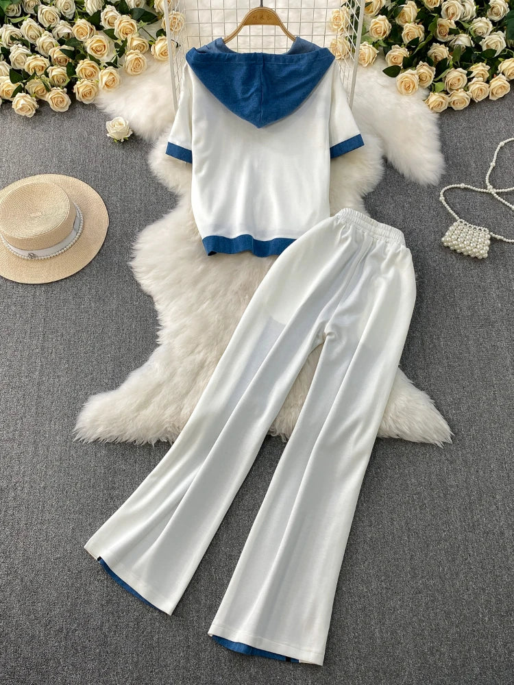 Veste à capuche costume de sport à la mode femmes été 2025 nouveau ensemble deux pièces populaire pantalon réducteur d'âge