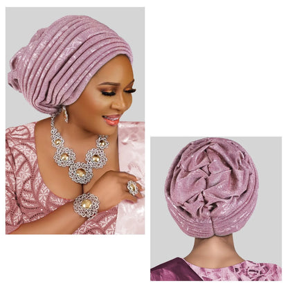 Turban Plissé pour Femme, Cravate de Sauna, ixde Mariage Africain, Nigeria, 2025