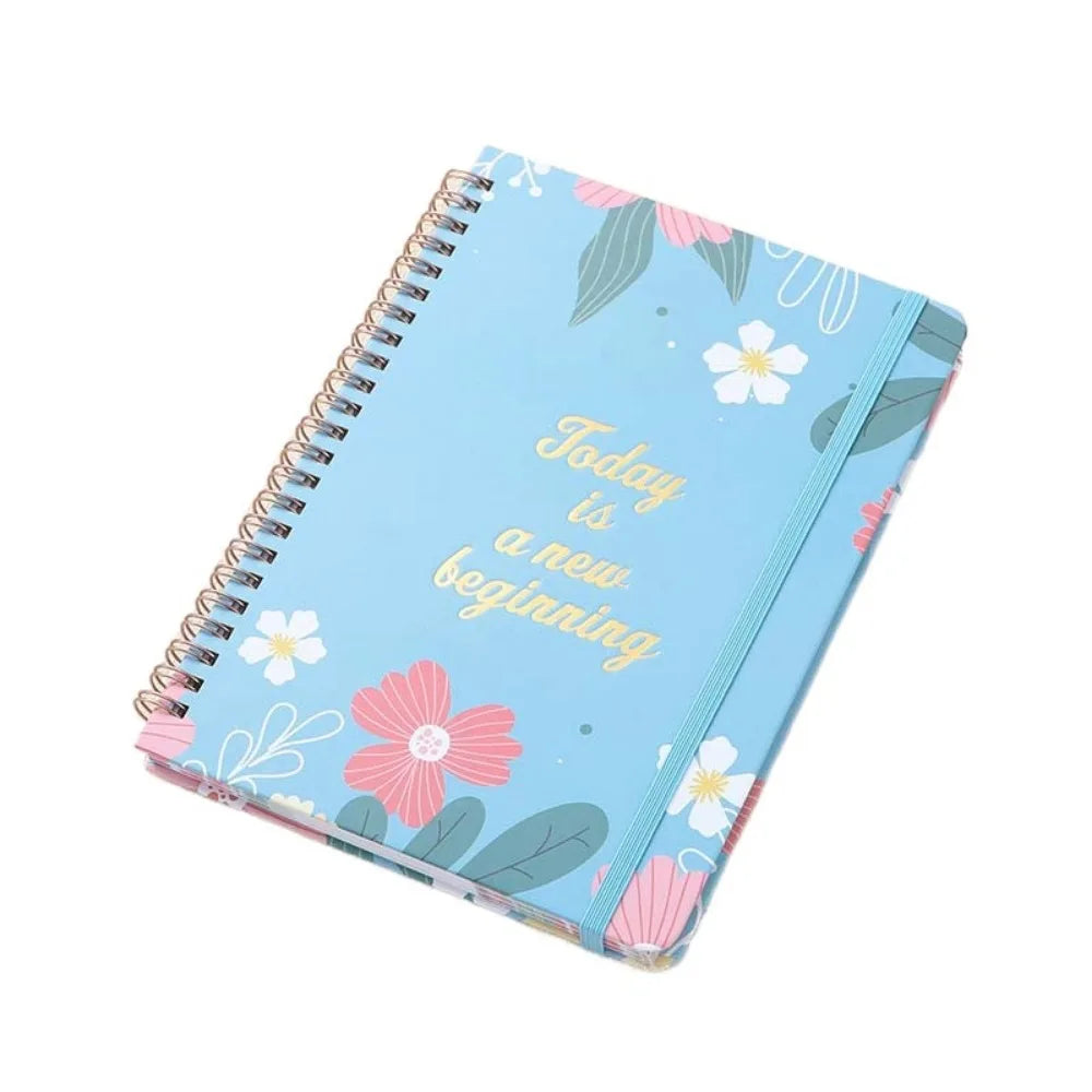 80 feuilles A5 bloc-notes anglais liste de choses à faire impression florale bobine cahier Portable gestion du temps calendrier planificateur bloc-notes