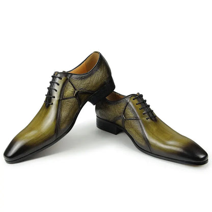 Chaussures en cuir Oxfords pour hommes, chaussures de bureau formelles, sociales, élégantes, à la mode, à bout pointu, pour fête de mariage, robe de bureau de haute qualité