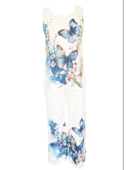 T-Shirt à Jambes Droites pour Femme, Pantalon Décontracté, Imprimé Fibraadt, Ensemble Simple, Vêtements d'Été