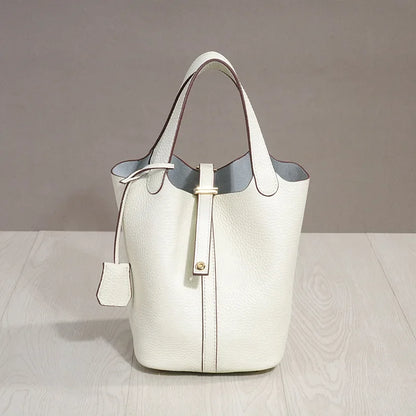 Sac à lunch en cuir de vachette véritable, panier alimentaire E27, sac à main de pique-nique Amazon, poignée supérieure souple, 2024 importé