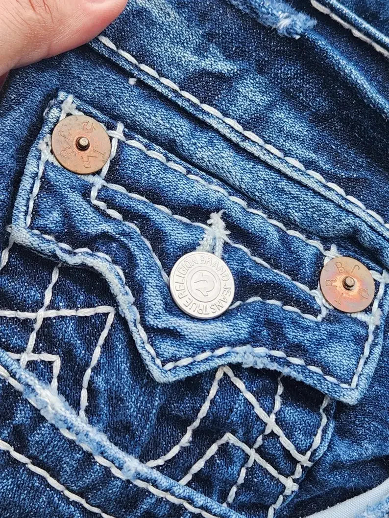 Jean Baggy Bleu Brodé avec Logo Bouddha Rétro Américain pour Femme, Pantalon Streetwear Harajuku, Jambes Larges, Fjk, Y2k, Gothique