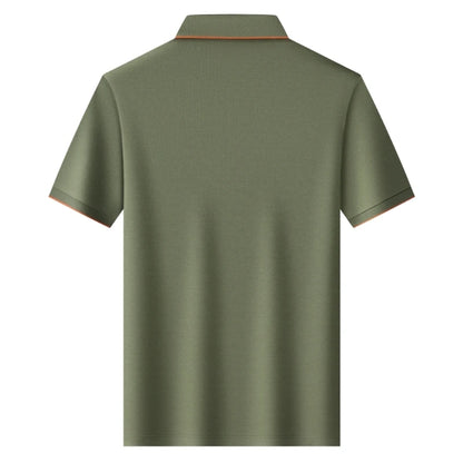 Polo en soie à fermeture éclair pour hommes, T-Shirt à manches courtes en mûrier avec fermeture éclair en métal, col montant, haut d'été décontracté de luxe en coton et lin
