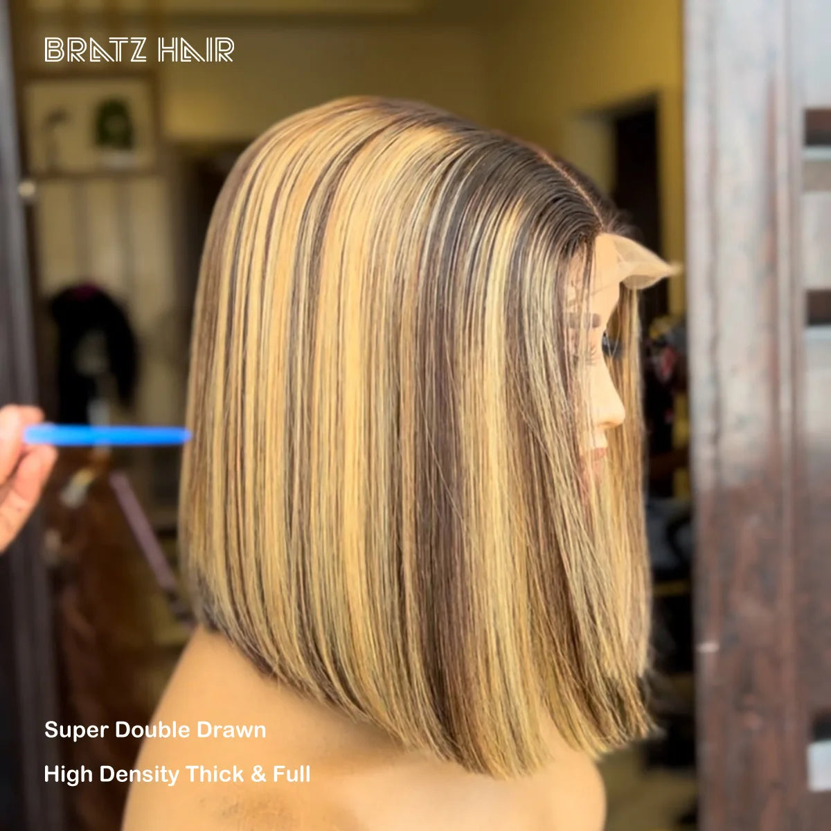 Super Double dessiné droit 4x4 5x5 dentelle Clsoure mettre en évidence P4/27 Bob perruque cheveux humains couleur Piano 13x6 13x4 HD dentelle avant Bob perruques