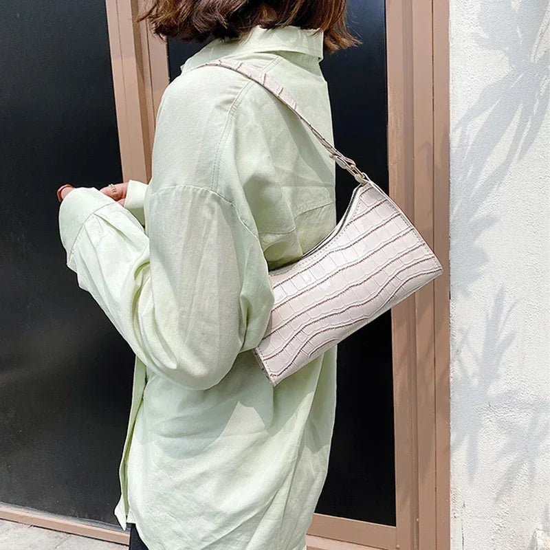 Sacs à main et bourse rétro motif Alligator pour femmes, petits sacs à bandoulière sous les aisselles, pochette fourre-tout en cuir PU de bonne qualité pour dames