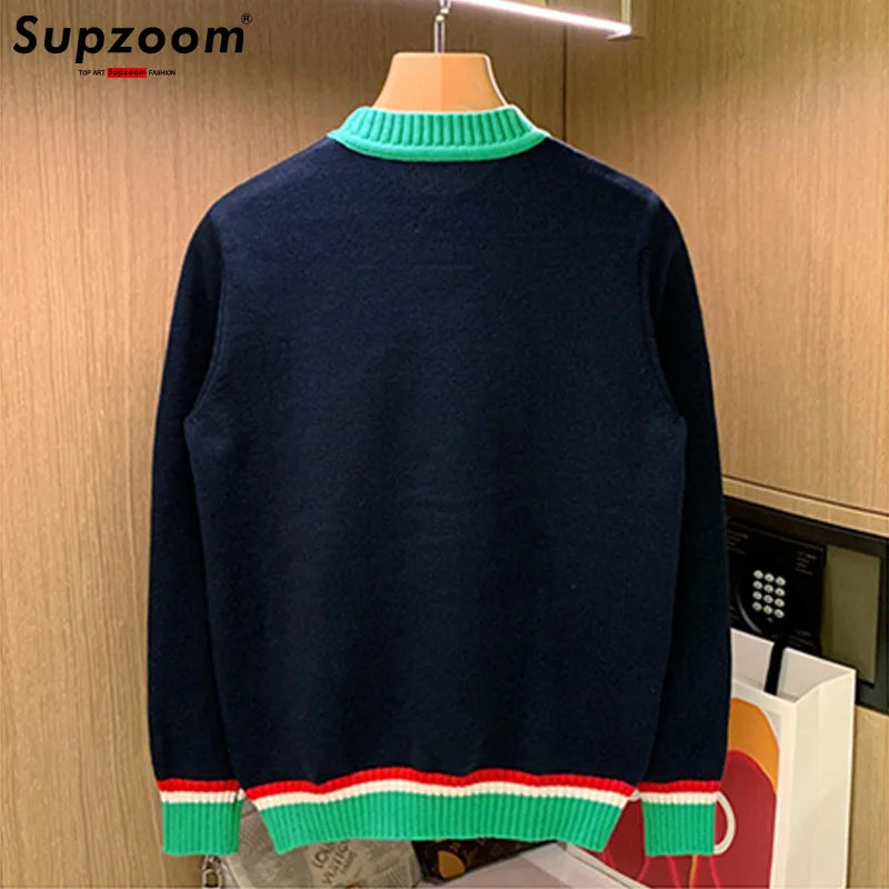 Supzoom nouveauté haut à la mode col rond pulls Appliques marque vêtements brodé Net rouge chaud décontracté tricoté hommes pull