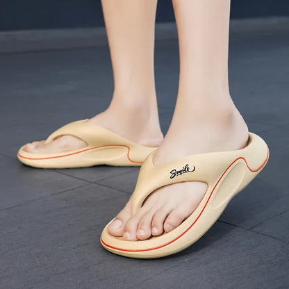 Tongs à plateforme pour hommes, pantoufles d'été à semelle épaisse et souple EVA, sandales de plage en plein air, coussin nuage antidérapant, chaussures de salle de bain