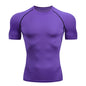 Hommes Compression course t-shirt Fitness serré à manches courtes t-shirt formation Jogging chemises vêtements de sport séchage rapide Rashgard