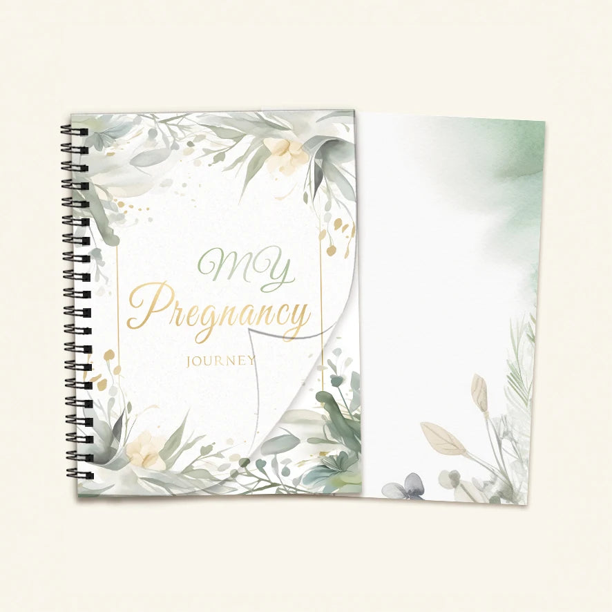 Ensemble Journal de grossesse : autocollants, traqueur hebdomadaire, livre de mémoire florale de style Ink (8,3 x 11,2", 32 pages) - Registre prénatale, nouvelle maman Gi