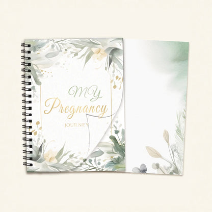Ensemble Journal de grossesse : autocollants, traqueur hebdomadaire, livre de mémoire florale de style Ink (8,3 x 11,2", 32 pages) - Registre prénatale, nouvelle maman Gi