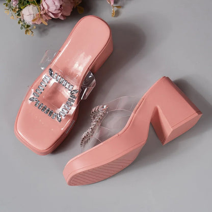 Sandales Escarpins Transparentes à Talons Hauts pour Femme, Chaussures d'Été en PVC, Nouveau Design, 2023