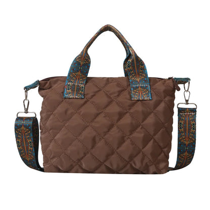 Sac à main à large ceinture pour femmes, automne/hiver, espace losange, sac à bandoulière en coton, grande capacité, fourre-tout de Shopping assorti
