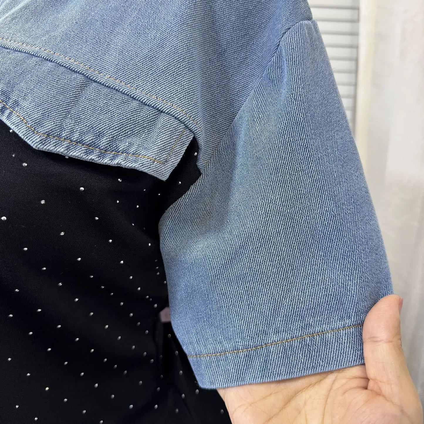 Ensemble deux pièces en Denim pour femmes, ensemble pantalon assorti, Streetwear Y2k, décontracté, perçage à chaud, hauts, jambes larges, pantalons longs, taille haute, 2025