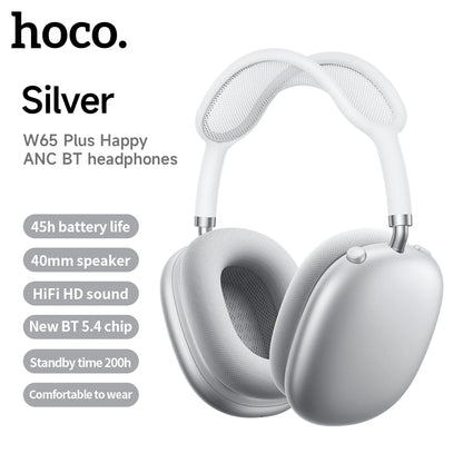 HOCO W65 Plus ANC réduction du bruit Bluetooth casque sur l'oreille sans fil grand écouteur Hifi sons Sport casques avec bouton