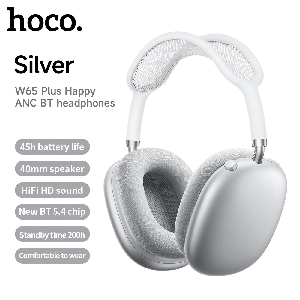 HOCO W65 Plus ANC réduction du bruit Bluetooth casque sur l'oreille sans fil grand écouteur Hifi sons Sport casques avec bouton