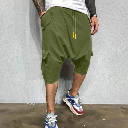 Pantalon de survêtement décontracté pour hommes, tendance Hip Hop en Europe et en amérique, ample, solide, sport de rue, Harlan, court, vêtements pour hommes