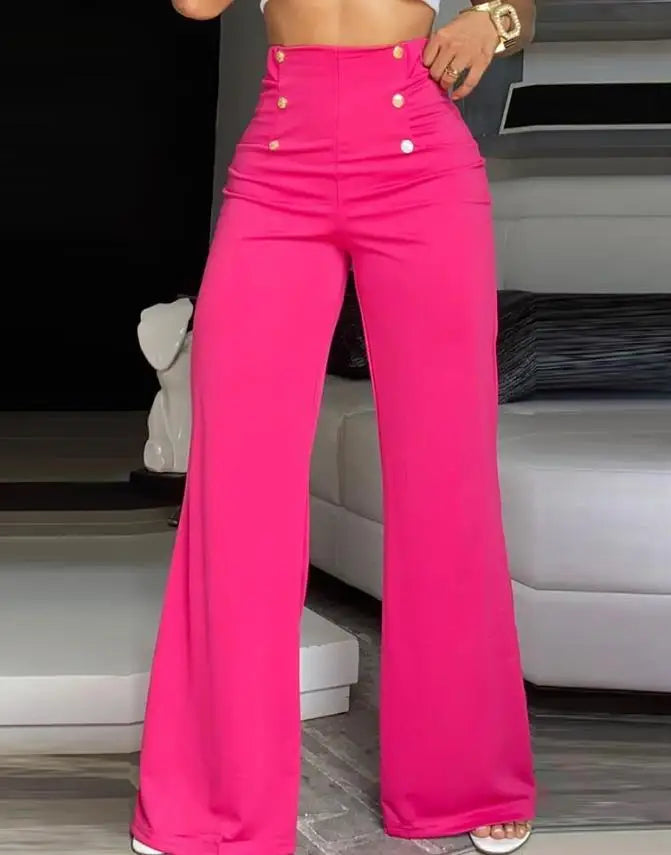 Pantalon Bootcut élégant taille haute, jambes larges, mode européenne et américaine, pantalon évasé Simple pour femmes, été 2023