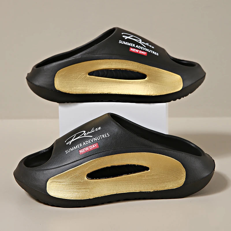 Pantoufles de Couple, vêtements d'extérieur d'été, sandales de plage antidérapantes à semelles épaisses, sandales pour hommes et femmes