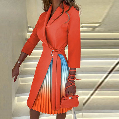 Robe de soirée imprimée à carreaux à manches trois-quarts pour femmes, col en V, dame de bureau, mode pour dames, streetwear d'automne, livraison directe, nouveau